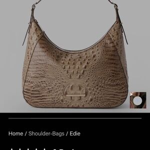 Crocodile-Embossed Brown Shoulder Bag